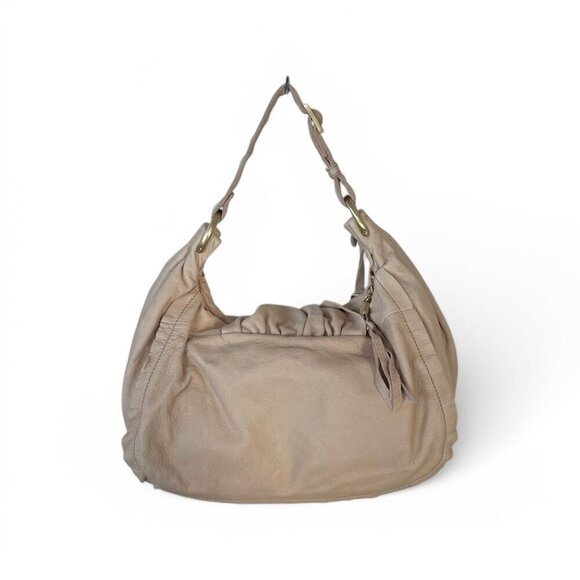 Y2K Antonio Melani Taupe Leather Hobo Shoulder Bag Bow Detail - Picture 3 of 8